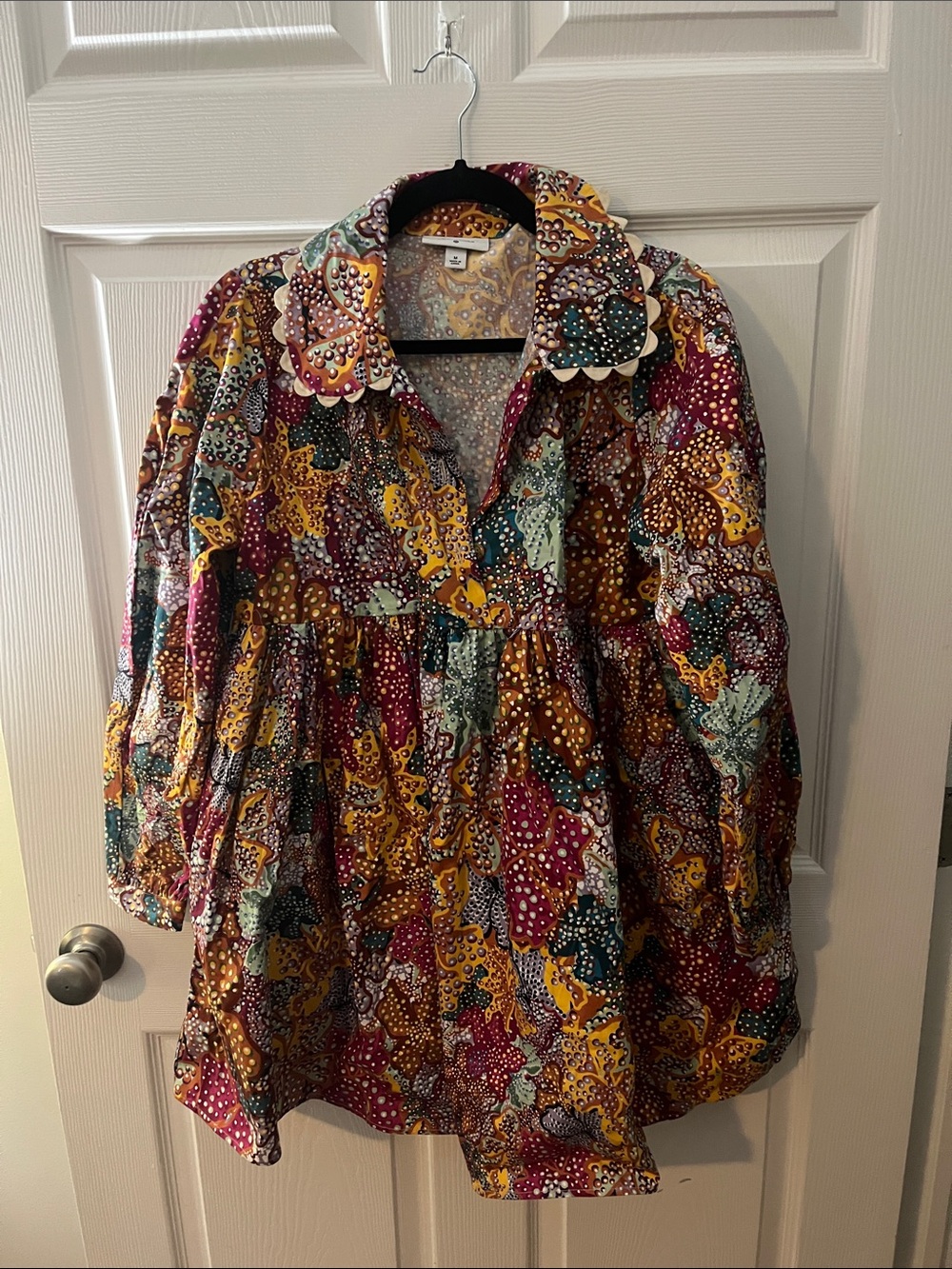 Kika Vargas Multicolor Floral Patchwork Pea Coat - Mustard, Teal, Burgundy